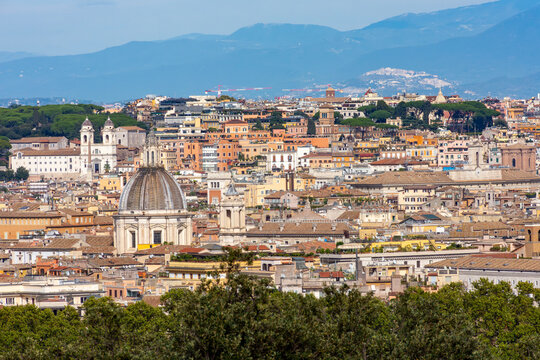 Rome cityscape seen from Janiculum hill, Italy