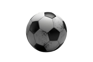 Fototapeta premium Used football with mud splashes and dirt on a transparent background showing team sport, competition, and training concept