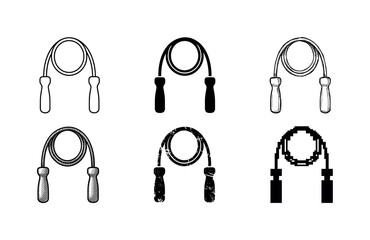 weighted jump rope, arranged as a clean Variant 1: clean thin outline, no fill, rounded joins, even