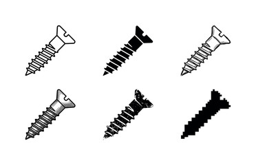 wood screw, arranged as a clean Variant 1: clean thin outline, no fill, rounded joins, even stroke.