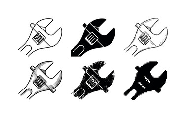 wrench pivot, arranged as a clean Variant 1: clean thin outline, no fill, rounded joins, even stroke.