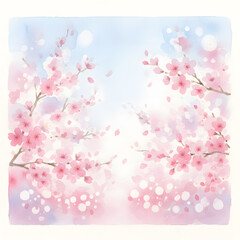 Obraz premium Delicate Cherry Blossoms in a Dreamy Watercolor Sky