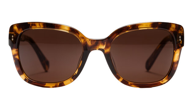 Tortoiseshell pattern oversized sunglasses with brown lenses, isolated on transparent background