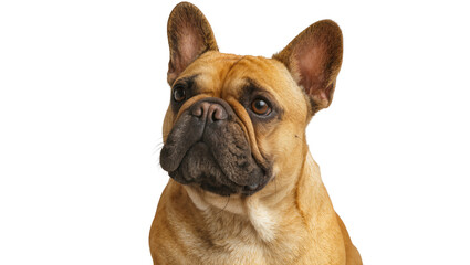 Fototapeta premium Fawn French Bulldog head with large ears, isolated on transparent background