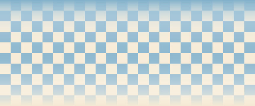Marble checkerboard background blue with gradient frame in hippie 70s style diner pattern
