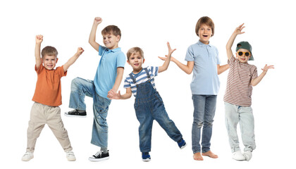 Obraz premium Group of happy children on white background