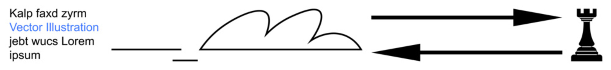 Business strategy, movement concepts, planning, abstract design, competition, directional flow. Black arrows pointing toward a rook with dynamic abstract shapes and accompanying text. Business © robu_s