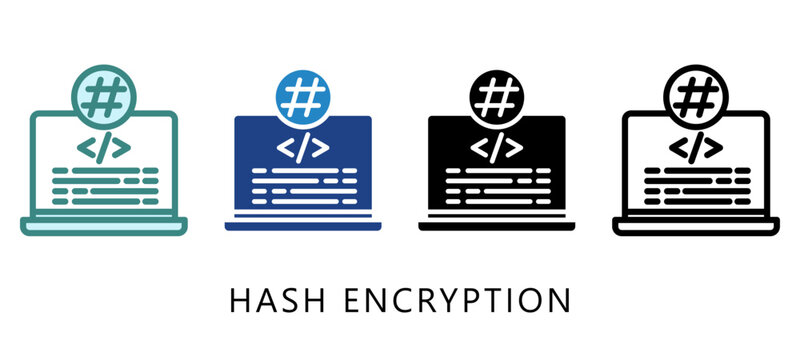 Hash Encryption Multi Style Icon. Mini Illustration For Modern Concept, Ui, Ux Web And App Development. Related To Cyber Security, Data Protection.