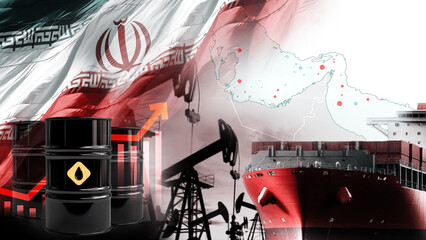 Oil Export Crisis and Rising Global Energy Prices with Trade Disruption in the Strait of Hormuz. Iran War Impact Background. © Rayhan