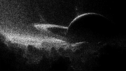 Space vector background with starlight grain texture and abstract planetary ring. Universe galaxy effect with shimmering dust particles. Cosmic nebula design for modern digital art project. © hiten666