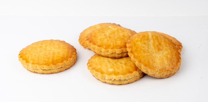 Netherlands traditional cookies isolated, Holland almond filled cake, Dutch marzipan pastry