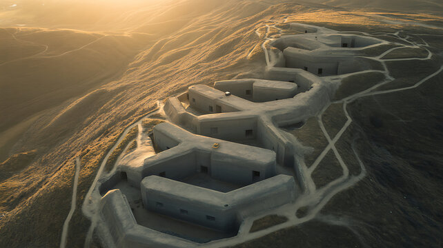 a high altitude drone filming a town