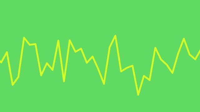 Abstract Yellow Line Waveform Pulsing on Green Background