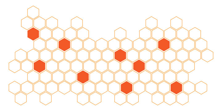 abstract outline orange honeycomb pattern can be used background.