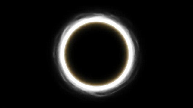 Total solar eclipse with glowing corona. Cosmic ring of light in deep space animation.