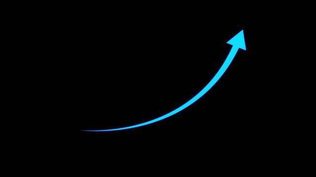 Business growth arrow and graph chart animation. Up arrow animation on black background.