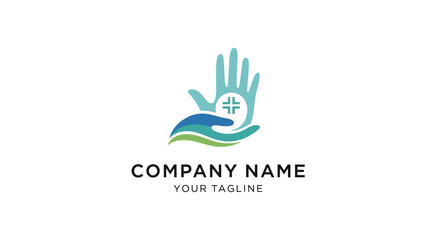 Fototapeta premium Medical charity hand logo template design.