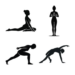 Obraz premium Yoga Poses Silhouette Collection For Wellness And Fitness Concepts