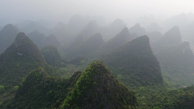 Yangshuo county karst mountains aerial china