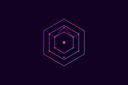 Geometric Hexagonal Line Art with Center Dot