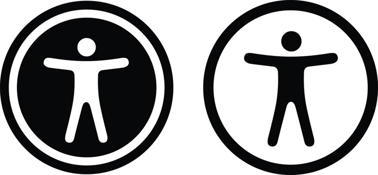 Accessibility icon symbol in white and black versions representing user access and inclusivity on websites and digital platforms.