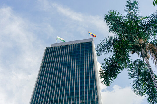 Medellin, Antioquia, Colombia. June 16, 2024. The Coltejer Building was built over the old theater and the Europa Jun&iacute;n