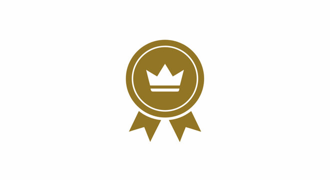 Golden Crown Award Ribbon Icon.