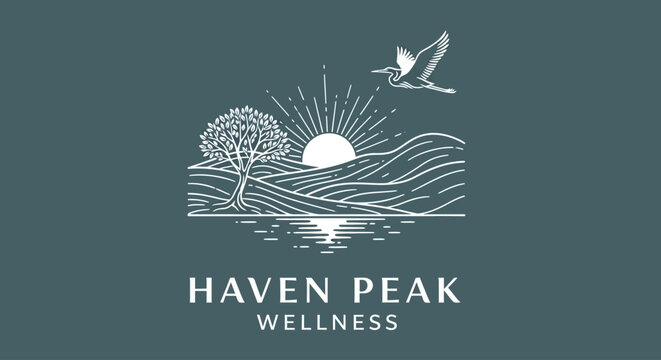 Haven Peak Wellness logo with serene landscape.
