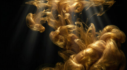 Fototapeta premium A gold colored smoke is floating in the air