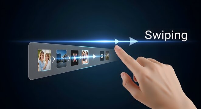 Touchscreen Swipe Gesture Demonstration with Hand and Smartphone.