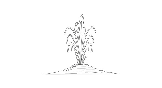 Minimalist outline illustration of a geyser erupting water vector design