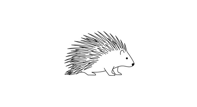 Minimalist porcupine illustration on white background for various creative uses