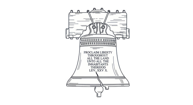 Liberty Bell Illustration - Proclaim Liberty Symbol of Freedom and Independence