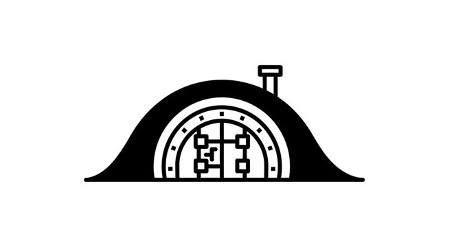 Hobbit house door entrance illustration.