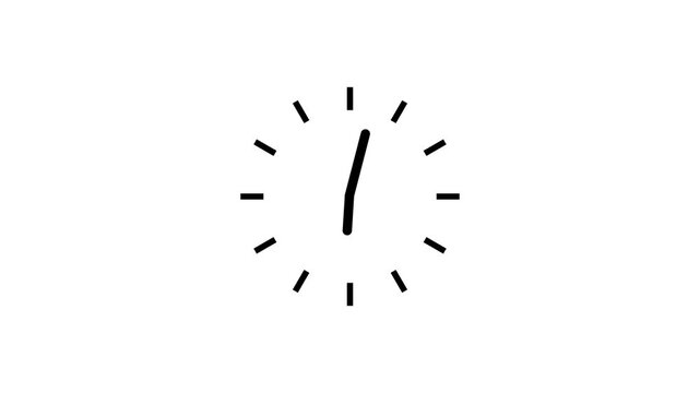 Wall Clock icon on white background, 24 hours timer clock animation .