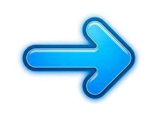Glossy blue arrow icon pointing right on a clean white background