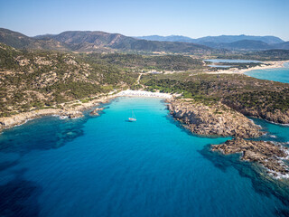 Obraz premium Aerial view of Cala Cipolla beach Sardinia