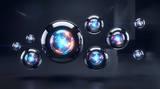 Futuristic Energy Orbs Abstract Technology Background.
