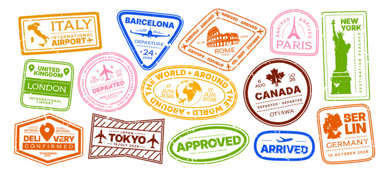 Passport Stamps Travel Set Vintage