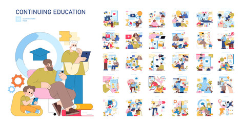 Continuing Education Concepts Vector Illustration Set