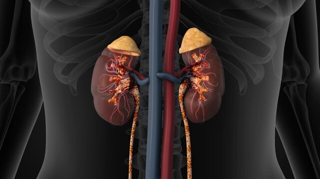 Human kidney with urine circulation system