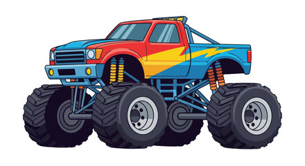 Colorful Monster Truck with Lightning Bolt Graphic - Pixel Art © gan