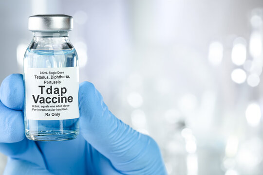 Small drug vial with Tdap vaccine