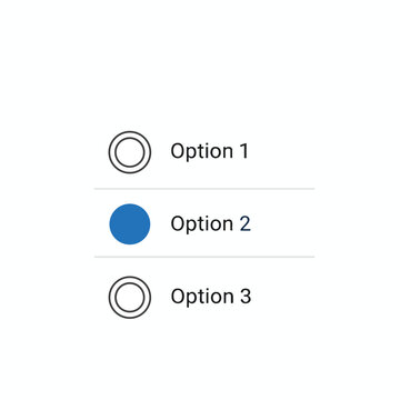 Three choices displayed vertically with selectable radio buttons