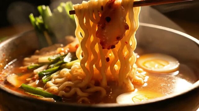 Korean Ramen Noodles Steaming Advertisement