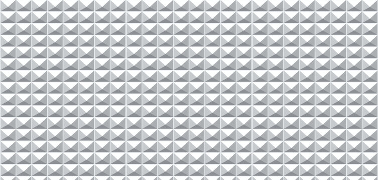 Seamless geometric 3D pattern with abstract gray and white pyramid studs, textured modern background design, clean minimalist wallpaper, subtle light shadow effect