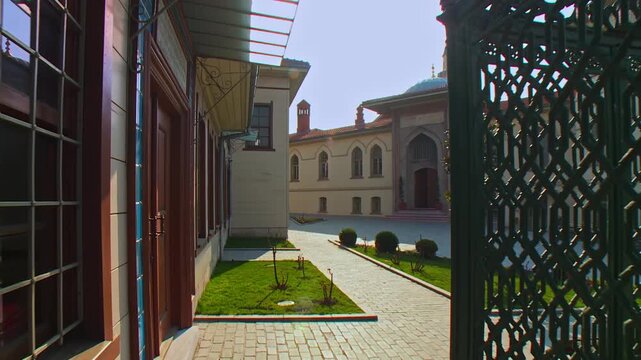 Majestic Outer Gate and Courtyard of the Historic Yenikapi Mevlevi Lodge in Istanbul