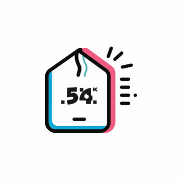 An abstract illustration of the number .54K on a black label 