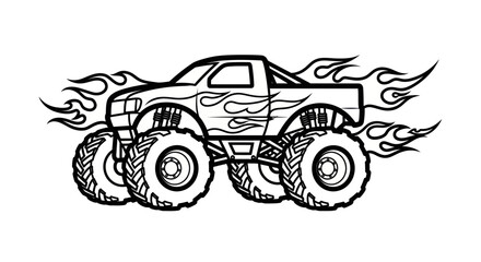 Monster Truck with Flames Illustration © nia