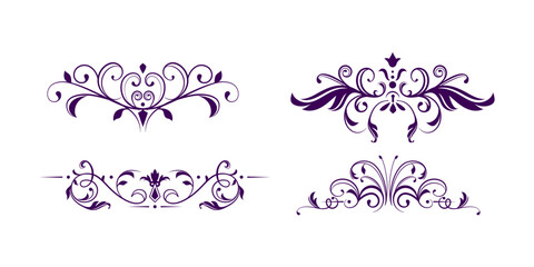 Decorative wedding ornamental elements set elegant floral ornaments luxury design collection for invitation cards greeting templates romantic celebration and bridal decoration visuals © ShapeAlchemy